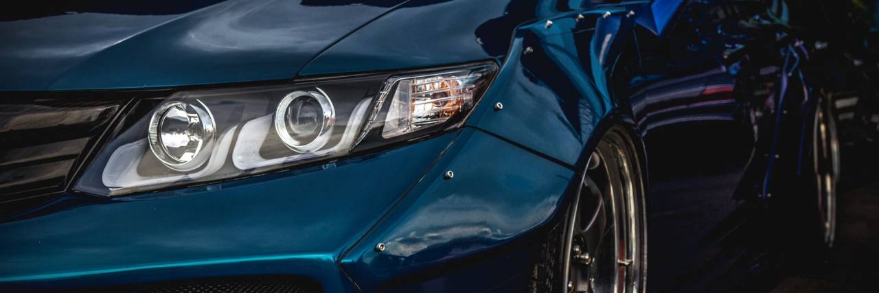 bodykit, wagen, auto tapete, benutzerdefiniert, niedrige aufhängung, gesenkt, änderungen, parken, auto tapeten, seite, blaues auto, blau tapete, blau park, blau körper
